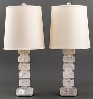 Art Deco Rock Crystal Table Lamps, Pair