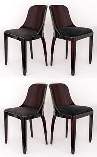 Art Deco Macassar Wood Dining Chairs, 4