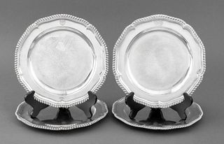 George III Sterling Silver Dinner Plates, 18 C., 4