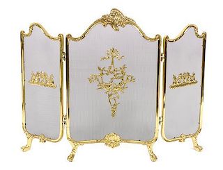 A Louis XV Style Brass Fire Screen Height 31 1/4 x 40 inches (extended).