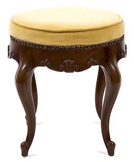 A Louis XV Style Carved Mahogany Tabouret Height 16 inches.