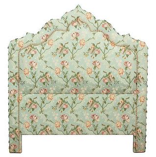 A Louis XV Style Upholstered Headboard Height 68 x width 60 inches.
