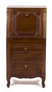 A French Provincial Style Walnut Side Cabinet Height 28 1/4 x width 13 3/4 x depth 10 inches.