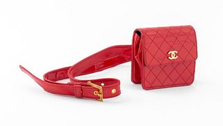 Chanel Red Patent Leather Waist Bag