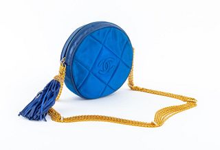 Chanel Round Blue Silk Shoulder Bag
