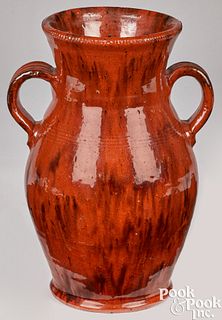 Jacob Medinger redware two-handled urn
