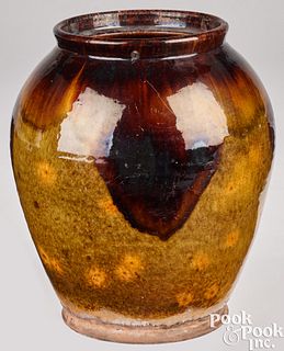 Bristol County, Massachusetts redware jar, 19th c.