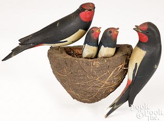 Carved bird grouping, ca. 1900