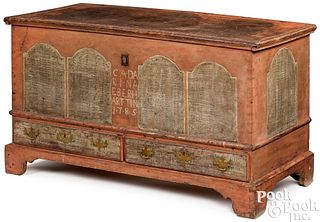 Painted poplar dower chest, dated 1785
