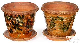 Two Pennsylvania redware flowerpots, 19th c.