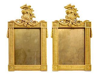A Pair of French Empire Gilt Bronze Easel Back Frames Height 20 inches.