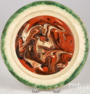 Mocha marbleized plate, 19th c.