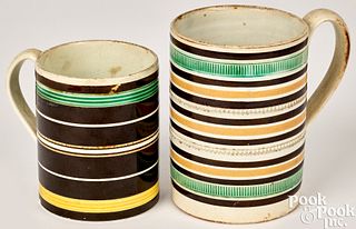 Two Mocha striped mugs, 19th c.