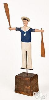 Carved and painted sailor whirligig