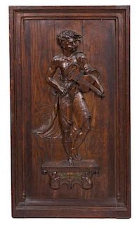 An English Relief Carved Oak Panel 37 x 19 inches.