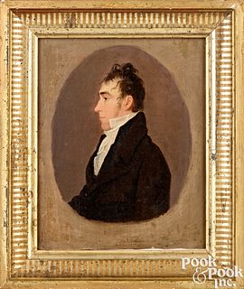 Jacob Eichholtz, oil on panel profile portrait