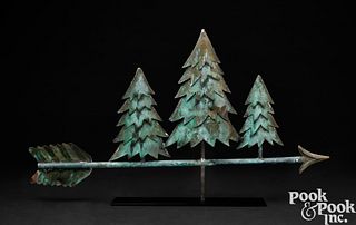 Copper evergreen tree weathervane, early 20th c.