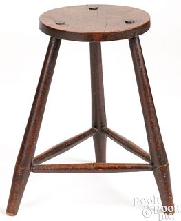 Pennsylvania walnut Windsor stool, ca. 1800