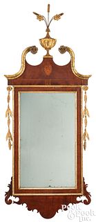 Federal mahogany looking glass, ca. 1800