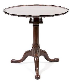 A George II Mahogany Tilt Top Birdcage Table Height 29 1/4 x diameter 30 1/2 inches.