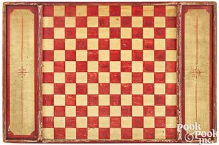 Painted checkers and parcheesi gameboard
