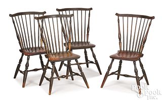 Set of four Connecticut fanback Windsor chairs