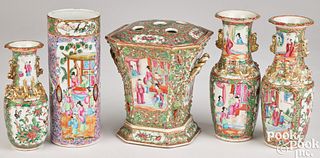 Four Chinese export porcelain vases, bough pot