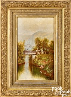 Harry Sunter, oil on canvas river landscape