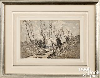 Henri-Joseph Harpignies, watercolor landscape