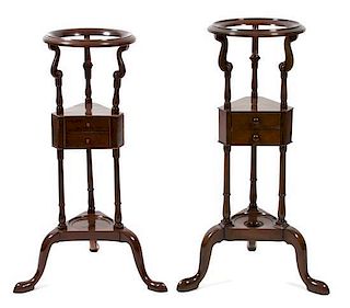 Two English Mahogany Wash Bowl Stands Height 31 1/2 x diameter 17 inches.