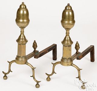 Pair of New York Federal brass andirons