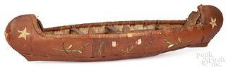 Miniature Woodlands Indian birch bark canoe model