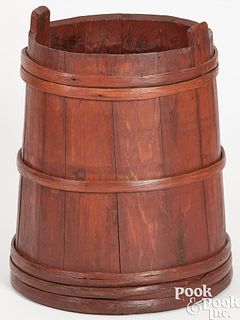 Painted staved barrel, 19th c., retaining an old r