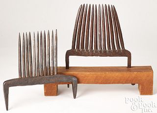 Two Pennsylvania wrought iron rippling combs