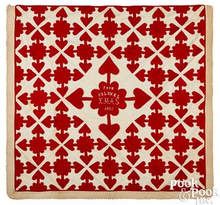 Unusual red and white appliqué heart summer spread