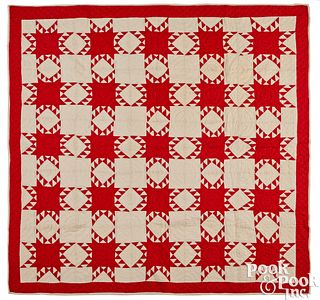 Red and white Touching Stars patchwork quilt