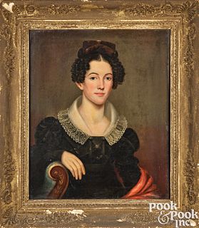 Oil on canvas portrait of a woman, ca. 1840