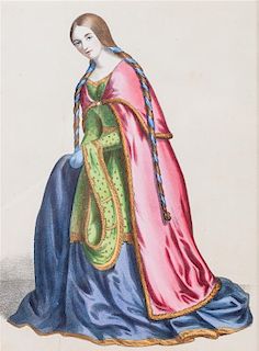 A Collection of 34 Late Georgian and Regency Style Fashion Plates, 20TH CENTURY, depicting court dress.