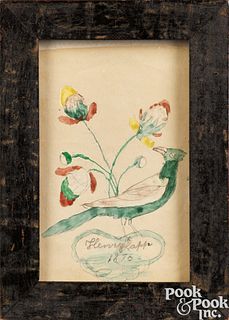 Henry Lapp, watercolor on paper of a bird