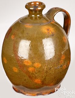 New England ovoid redware jug, 19th c., Gonic type