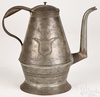 Pennsylvania tin coffeepot, 19th c.