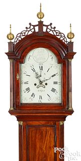 Diminutive Federal mahogany tall case clock