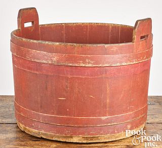 Large painted staved wash tub, 19th c.