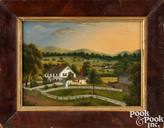 New England oil on canvas farm landscape