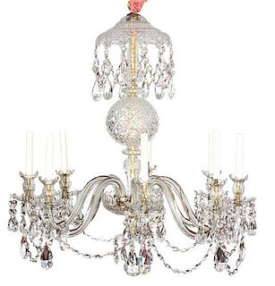 A Waterford Glass Eight-Light Chandelier Height 36 x diameter 34 inches.