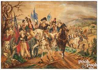 Watercolor on paper Revolutionary War scene
