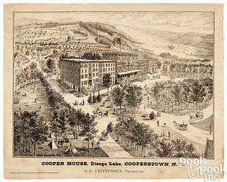 Lithograph Cooper House, Otsego Lake, Cooperstown