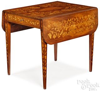 George III parquetry inlaid Pembroke table