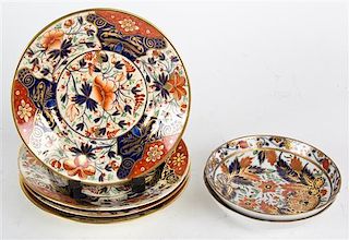 Five Royal Crown Derby Shallow Bowls Diameter of largest 7 1/2 inches.