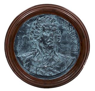Two Contemporary Molded Plaster Portrait Plaques Diameter 24 inches.